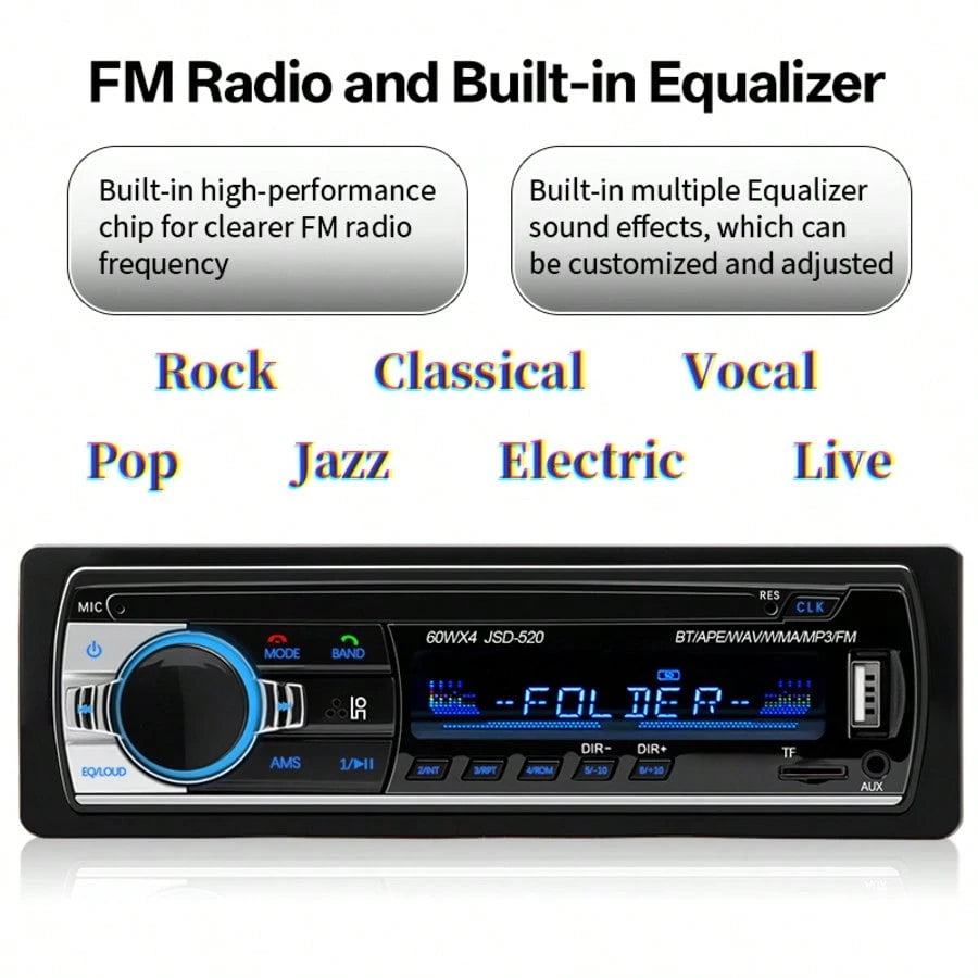 12V Car Radio Stereo MP3 Player Digital Bluetooth 60Wx4 Audio Music USB/FM