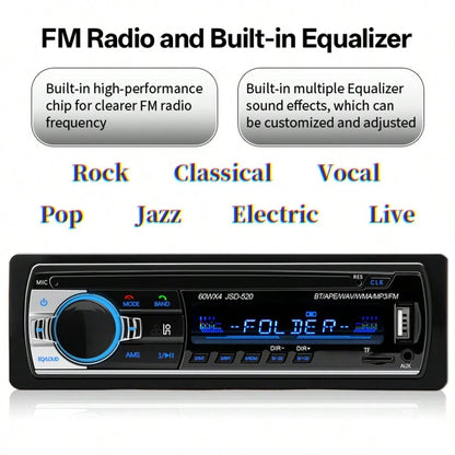 12V Car Radio Stereo MP3 Player Digital Bluetooth 60Wx4 Audio Music USB/FM