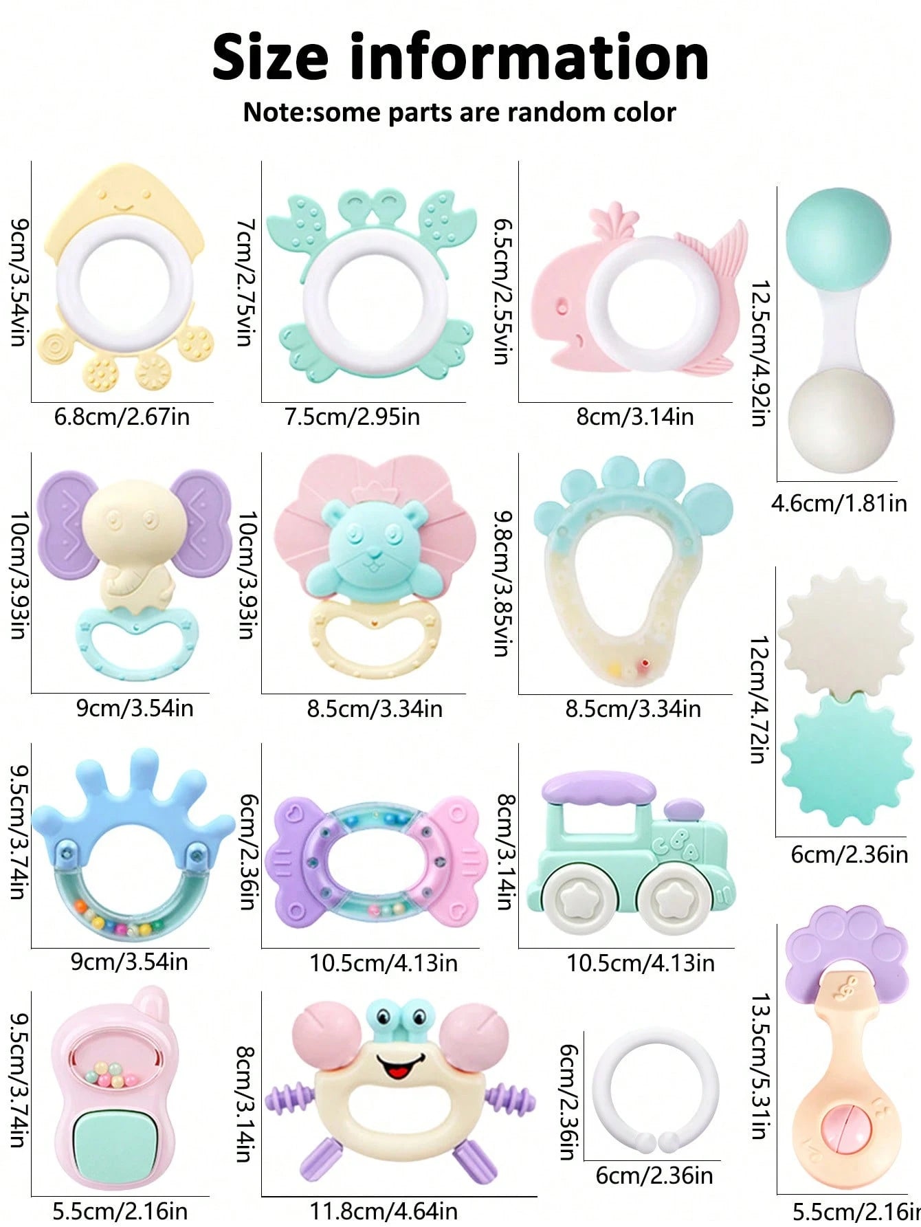 14pcs Baby Rattle Soothing Toy Set, Including Grasp, Rattle, Teether Sensory Toys, Easy To Grip, Suitable For Newborns, Promote Early Sensory Development, With Storage Box, Ideal For Newborn Baby Boys