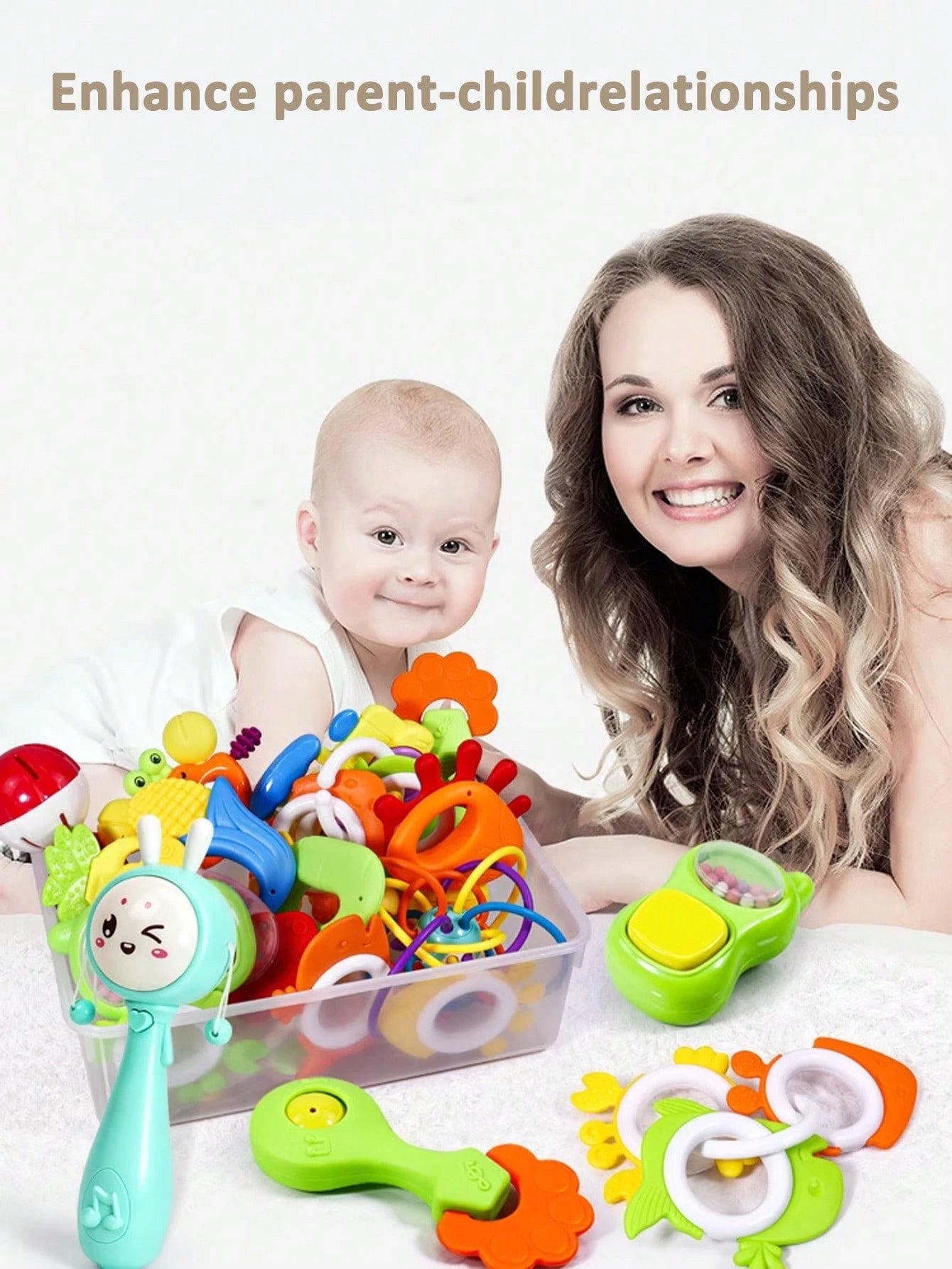 14pcs Baby Rattle Soothing Toy Set, Including Grasp, Rattle, Teether Sensory Toys, Easy To Grip, Suitable For Newborns, Promote Early Sensory Development, With Storage Box, Ideal For Newborn Baby Boys