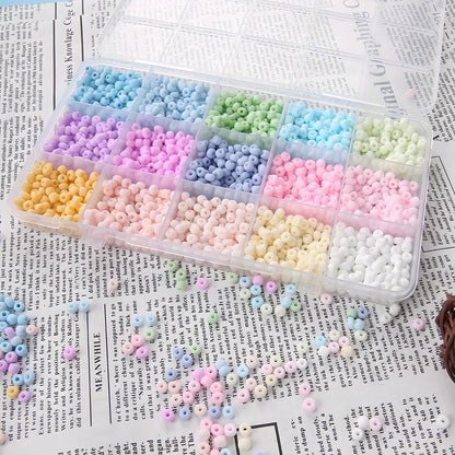 15 Grid Pastel Macaron Acrylic Seed Beads Kit, Matte Multicolor Small Round Pony Spacer Beads DIY Bracelet Necklace Earring Handmade Jewelry Making Craft Supplies Set