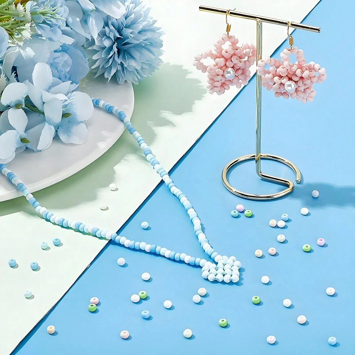 15 Grid Pastel Macaron Acrylic Seed Beads Kit, Matte Multicolor Small Round Pony Spacer Beads DIY Bracelet Necklace Earring Handmade Jewelry Making Craft Supplies Set