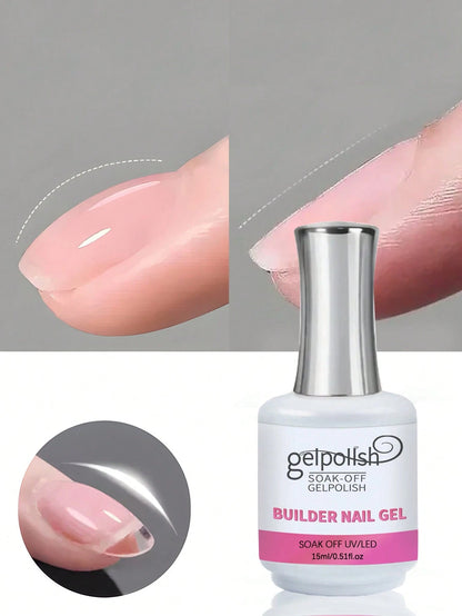 15ML Clear Builder Gel Nail Polish, Strengthening Gel, Extension Gel, Base Gel, 1 Bottle, Soak-Off Free, UV LED Gel Nail Extension