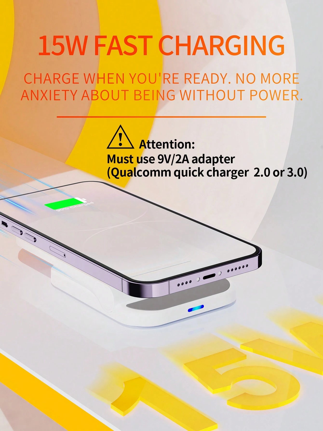 15w Foldable Stand 2 In 1 Wireless Charger Compatible With Qi Enabled Smartphones Compatible With IPhone 8/X/11/12/13/14/15 Series Wireless Charging Devices Suitable For Office, Dorm, And Home Nan