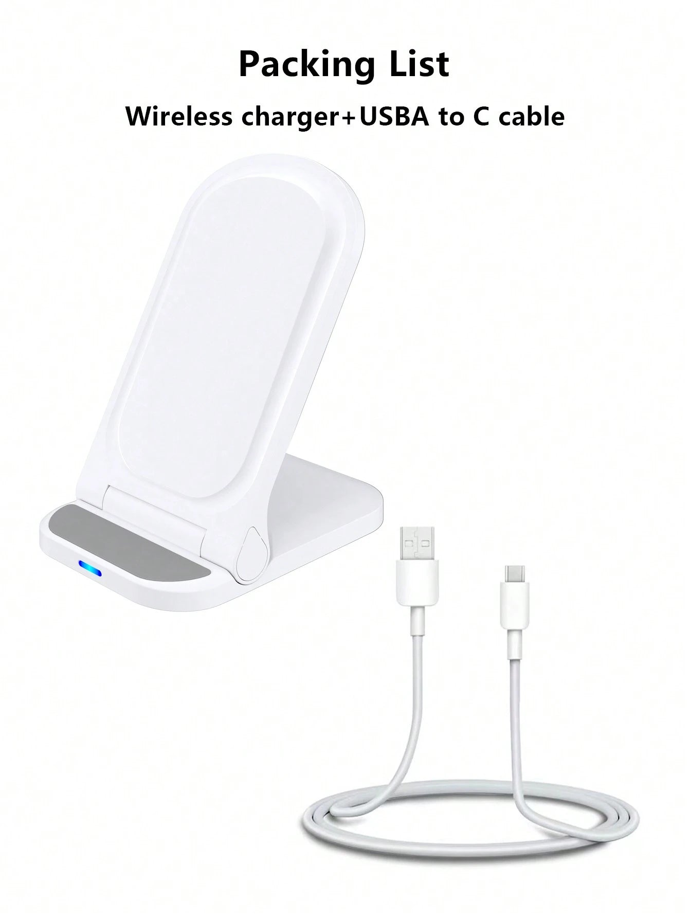 15w Foldable Stand 2 In 1 Wireless Charger Compatible With Qi Enabled Smartphones Compatible With IPhone 8/X/11/12/13/14/15 Series Wireless Charging Devices Suitable For Office, Dorm, And Home Nan