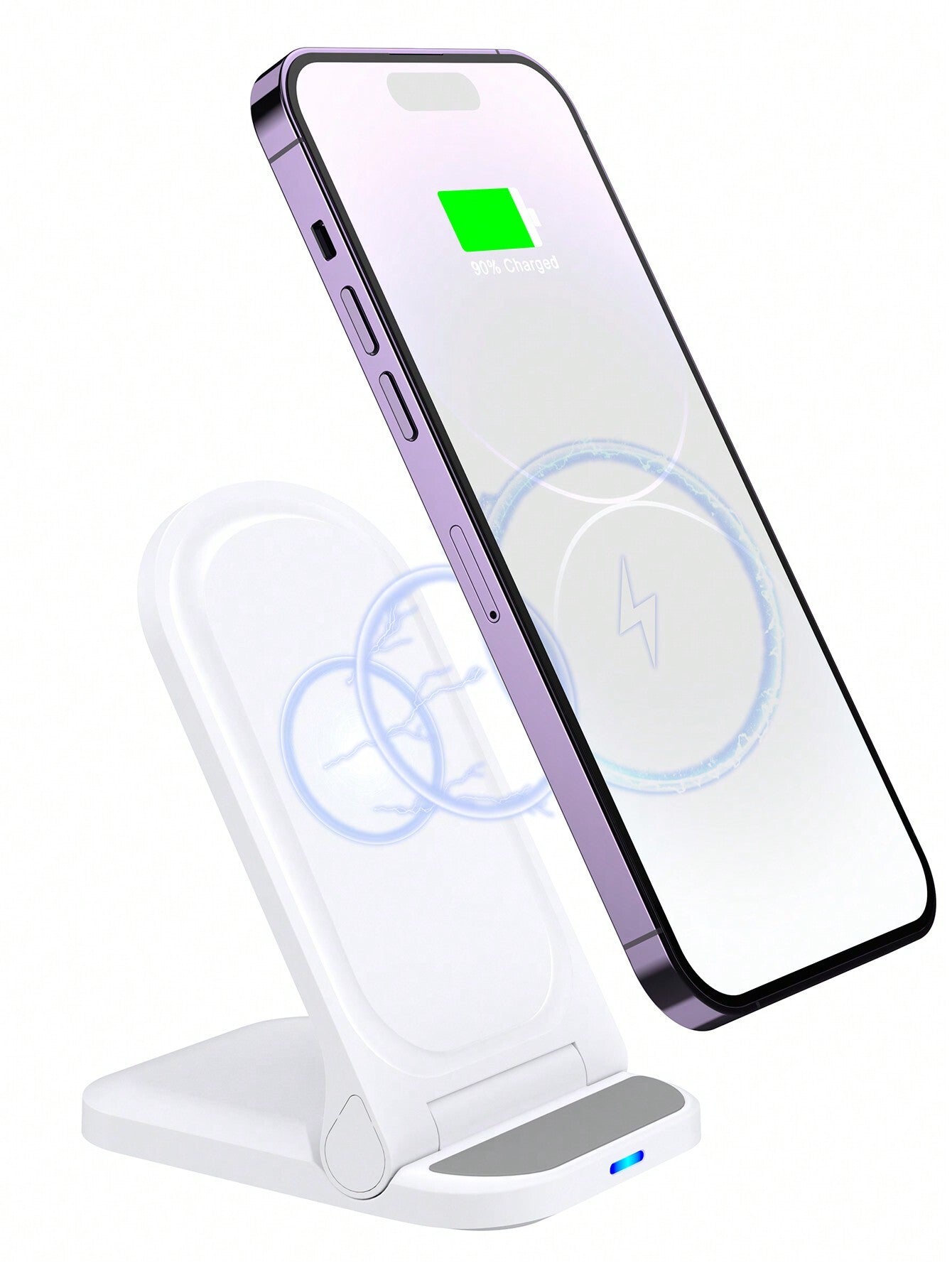 15w Foldable Stand 2 In 1 Wireless Charger Compatible With Qi Enabled Smartphones Compatible With IPhone 8/X/11/12/13/14/15 Series Wireless Charging Devices Suitable For Office, Dorm, And Home Nan