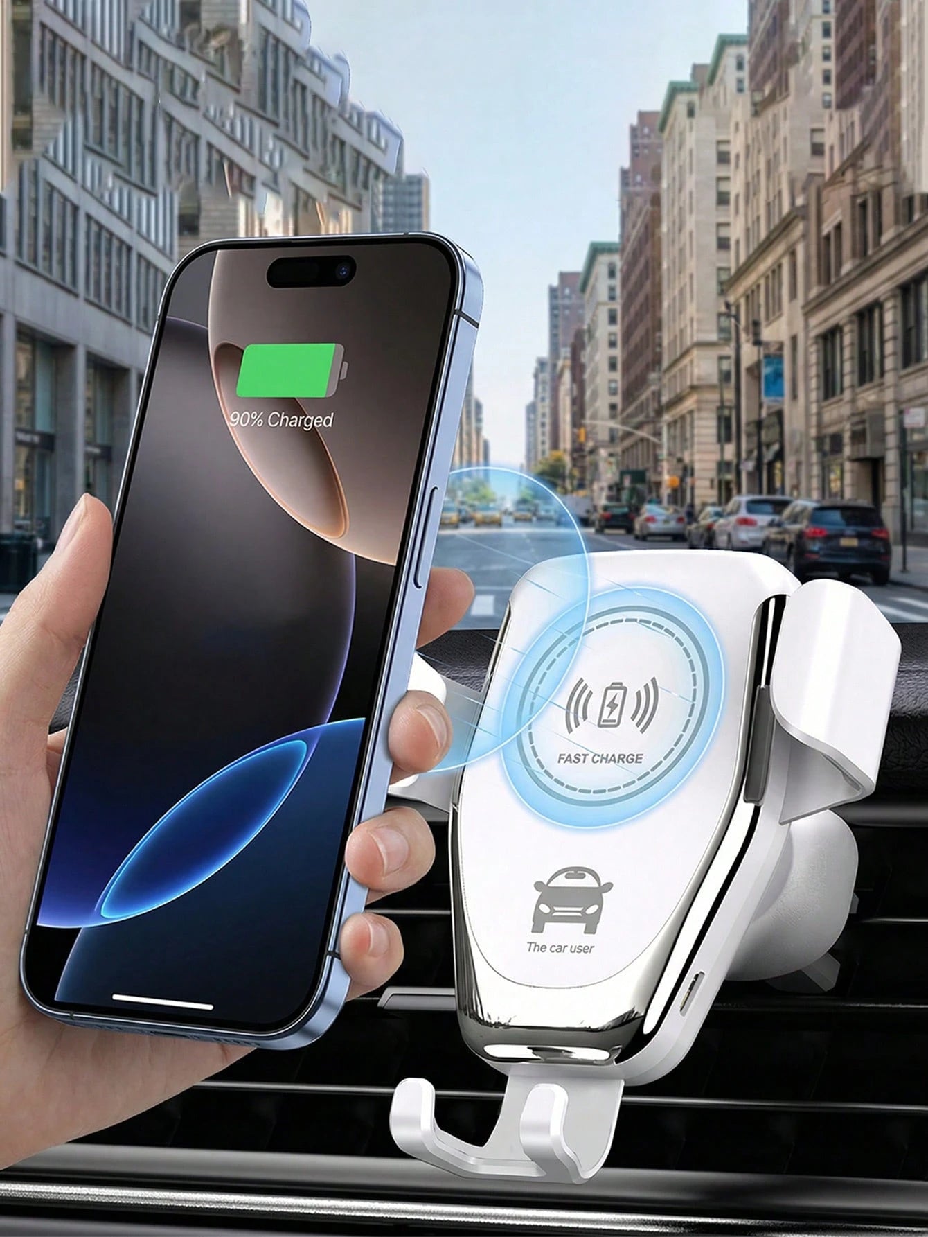 15W Gravity Sensing Wireless Car Charger, Compatible With Apple, Android QI Standard Phones With Wireless Charging Function, IPhone8/X/11/12/13/14/15/16/17 Series Wireless Charger