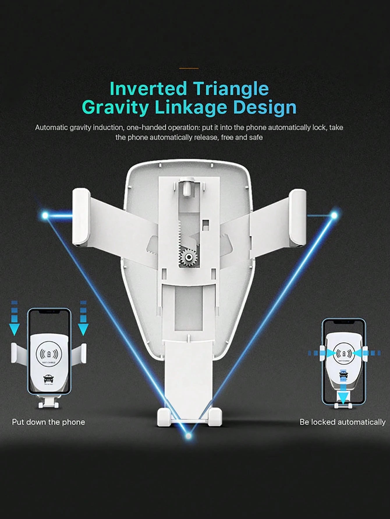 15W Gravity Sensing Wireless Car Charger, Compatible With Apple, Android QI Standard Phones With Wireless Charging Function, IPhone8/X/11/12/13/14/15/16/17 Series Wireless Charger