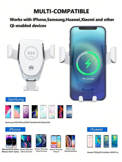 15W Gravity Sensing Wireless Car Charger, Compatible With Apple, Android QI Standard Phones With Wireless Charging Function, IPhone8/X/11/12/13/14/15/16/17 Series Wireless Charger