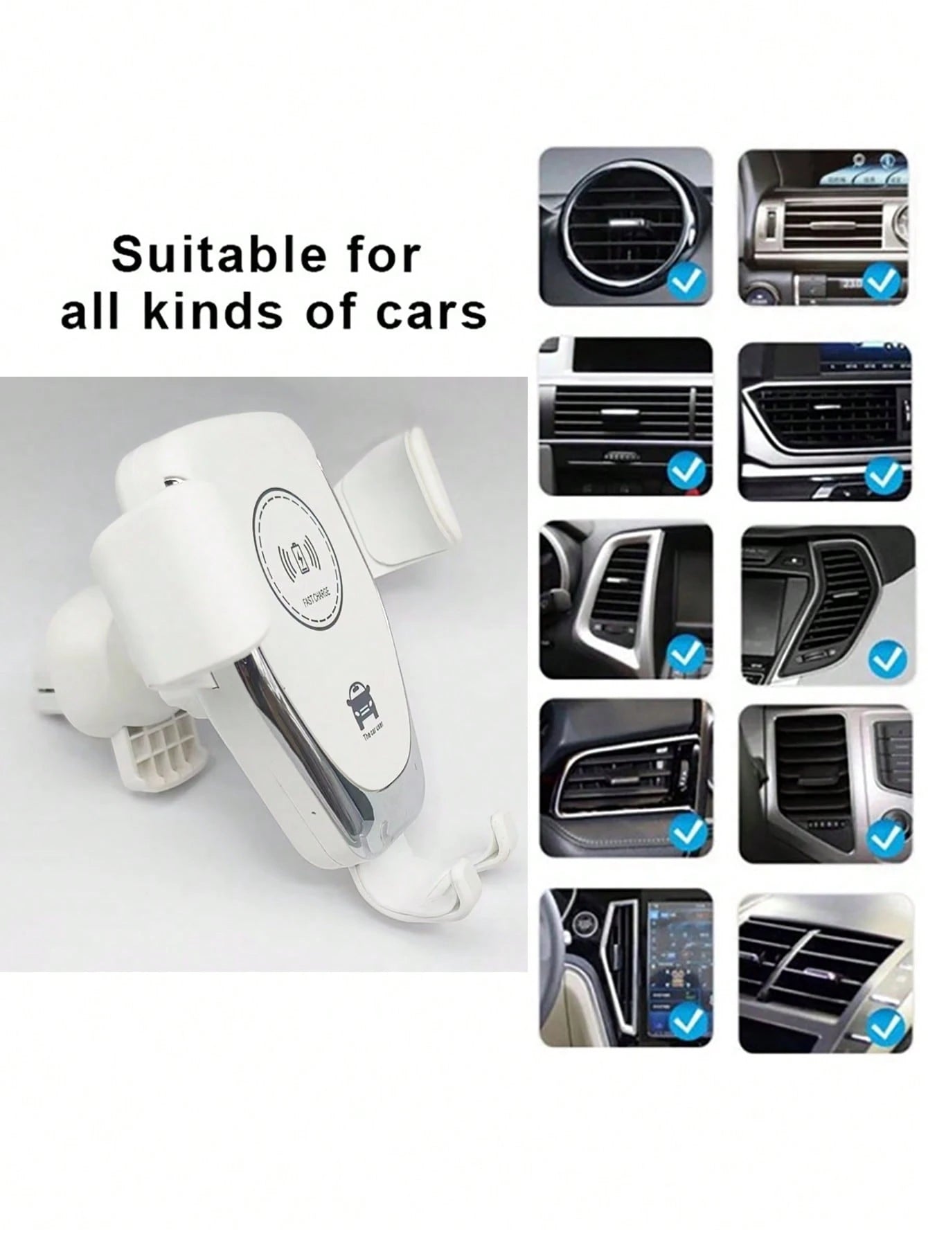 15W Gravity Sensing Wireless Car Charger, Compatible With Apple, Android QI Standard Phones With Wireless Charging Function, IPhone8/X/11/12/13/14/15/16/17 Series Wireless Charger