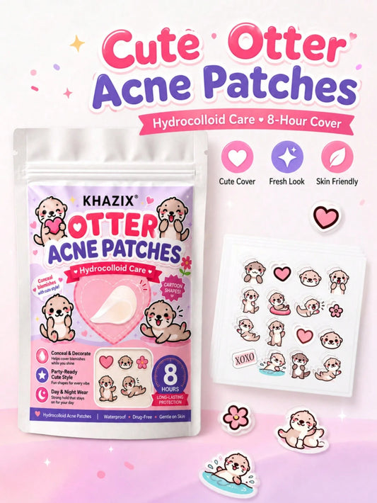 16/64/128PCS Cute Otter Pattern Acne Patches, Waterproof & Sweat-Resistant, Day & Night Use, Scar Concealment, Seamless & No Caking, Gentle & Non-Irritating, Fresh & Skin-Friendly, Scar Concealment Pa