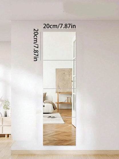 16pcs Acrylic Mirror Stickers (Non-Glass), Frameless Design, Suitable For Bedroom. Size: 20 X 20cm. Applicable For Home Gym, Home Decor And Bathroom Vanity Decor. Removable Mirror Wall Stickers, Suita