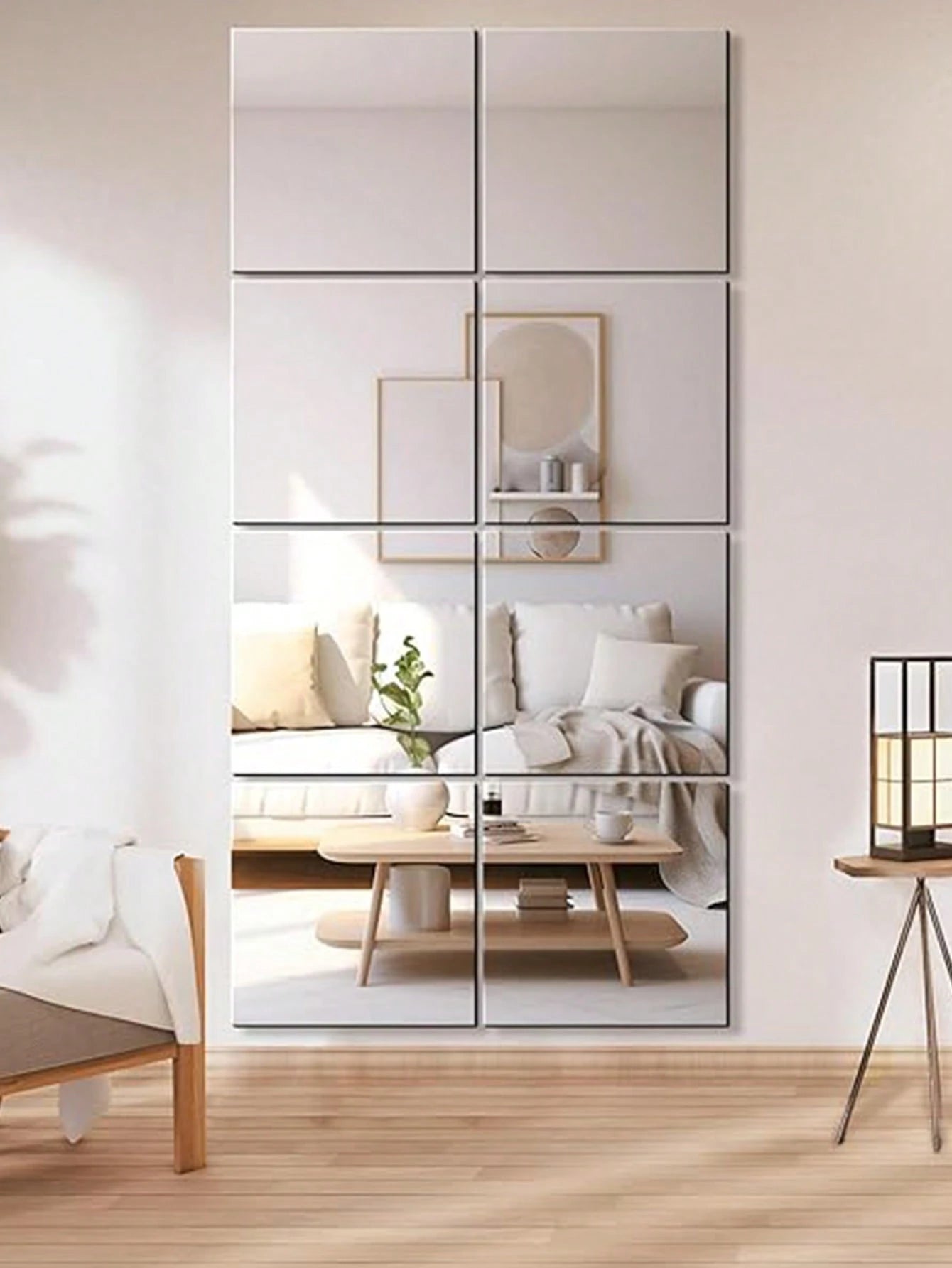 16pcs Acrylic Mirror Stickers (Non-Glass), Frameless Design, Suitable For Bedroom. Size: 20 X 20cm. Applicable For Home Gym, Home Decor And Bathroom Vanity Decor. Removable Mirror Wall Stickers, Suita