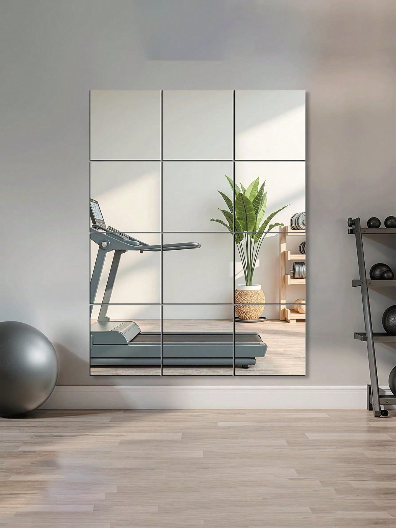 16pcs Acrylic Mirror Stickers (Non-Glass), Frameless Design, Suitable For Bedroom. Size: 20 X 20cm. Applicable For Home Gym, Home Decor And Bathroom Vanity Decor. Removable Mirror Wall Stickers, Suita
