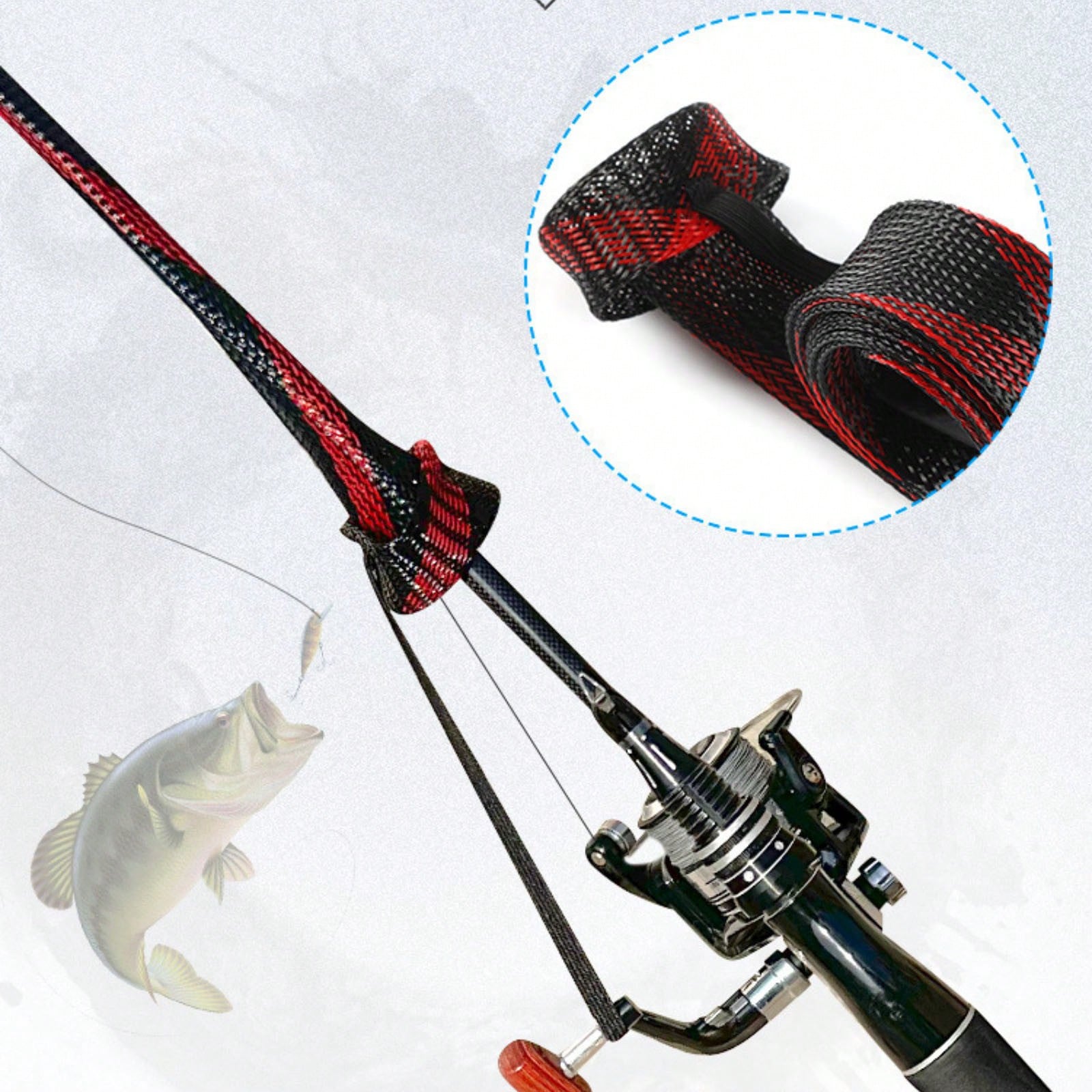 170cm 35mm/67in 1.4in Fishing Rod Sleeve, Reusable Woven Mesh Telescopic Fishing Rod Protective Cover, Fishing Tool Accessory