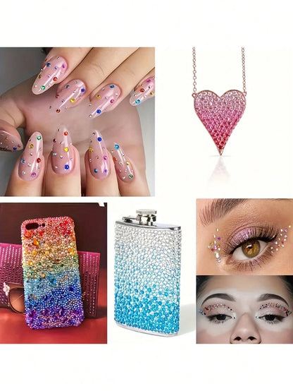 1800pcs/2sheets Rainbow Rhinestone Eye Stickers, DIY Colorful Eye Jewelry Accessories, Suitable For Music Festival, Stage Performance, Face Jewelry And Makeup,Concert Look,Face Gems