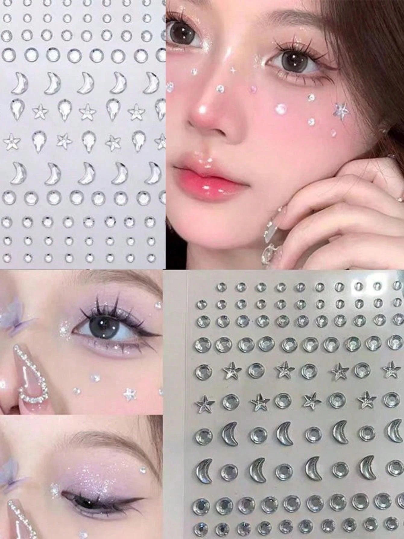 1800pcs/2sheets Rainbow Rhinestone Eye Stickers, DIY Colorful Eye Jewelry Accessories, Suitable For Music Festival, Stage Performance, Face Jewelry And Makeup,Concert Look,Face Gems