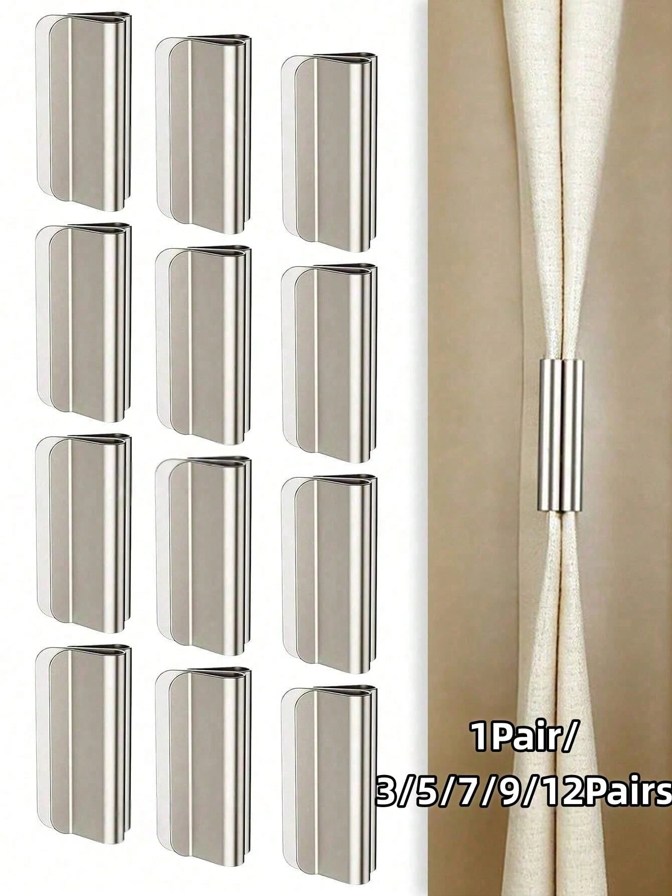 1Pair/3/5/7/9/12Pairs Curtain Magnetic Clips, Magnetic Curtain Clamps, Used To Prevent Light Leakage And Keep Curtains Closed, Suitable For Home Bedroom Office Curtains And Drapes, Double Magnetic
