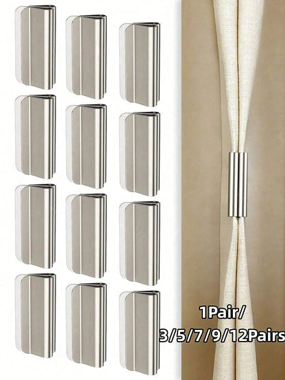 1Pair/3/5/7/9/12Pairs Curtain Magnetic Clips, Magnetic Curtain Clamps, Used To Prevent Light Leakage And Keep Curtains Closed, Suitable For Home Bedroom Office Curtains And Drapes, Double Magnetic
