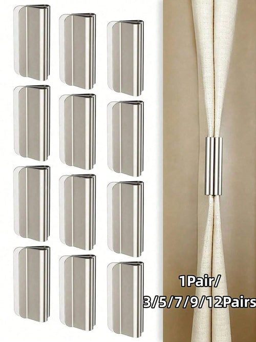 1Pair/3/5/7/9/12Pairs Curtain Magnetic Clips, Magnetic Curtain Clamps, Used To Prevent Light Leakage And Keep Curtains Closed, Suitable For Home Bedroom Office Curtains And Drapes, Double Magnetic