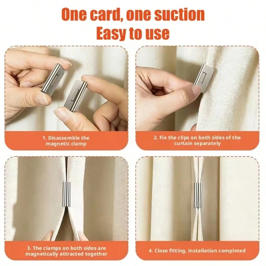 1Pair/3/5/7/9/12Pairs Curtain Magnetic Clips, Magnetic Curtain Clamps, Used To Prevent Light Leakage And Keep Curtains Closed, Suitable For Home Bedroom Office Curtains And Drapes, Double Magnetic