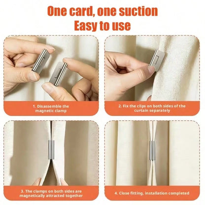 1Pair/3/5/7/9/12Pairs Curtain Magnetic Clips, Magnetic Curtain Clamps, Used To Prevent Light Leakage And Keep Curtains Closed, Suitable For Home Bedroom Office Curtains And Drapes, Double Magnetic