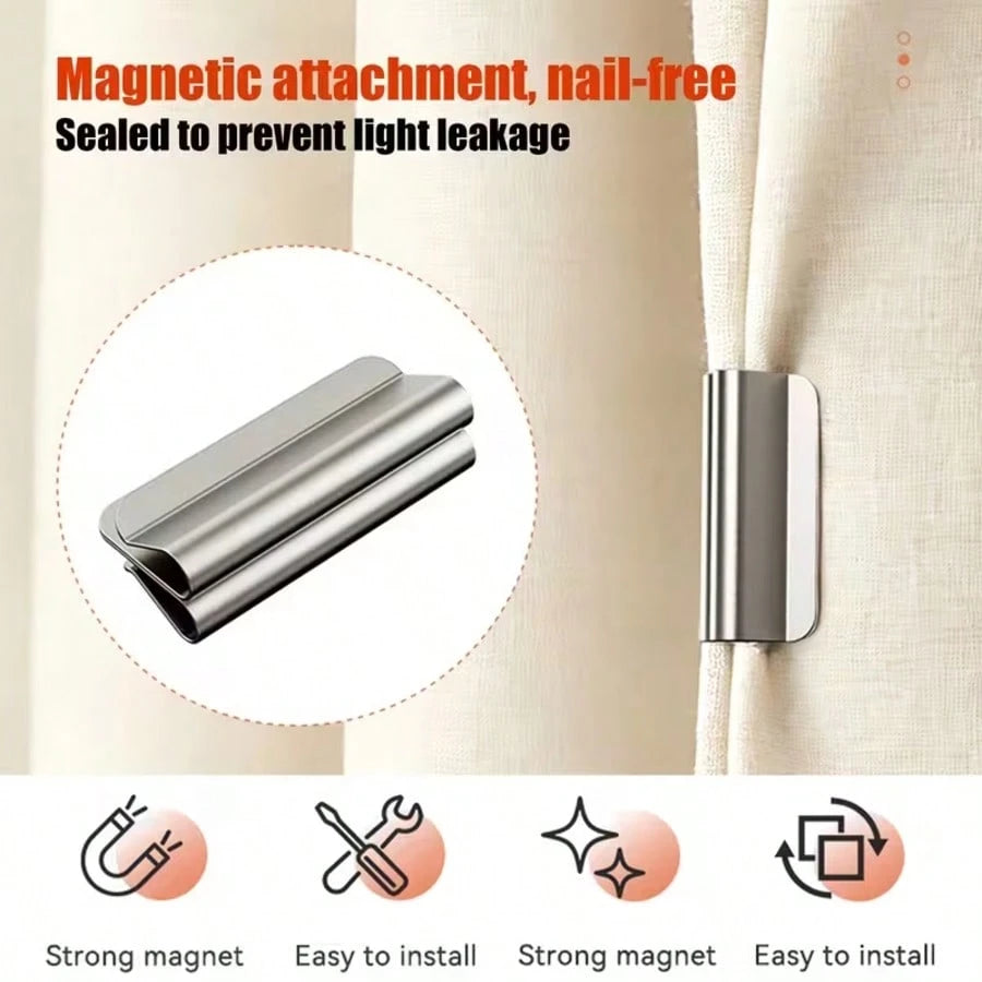 1Pair/3/5/7/9/12Pairs Curtain Magnetic Clips, Magnetic Curtain Clamps, Used To Prevent Light Leakage And Keep Curtains Closed, Suitable For Home Bedroom Office Curtains And Drapes, Double Magnetic