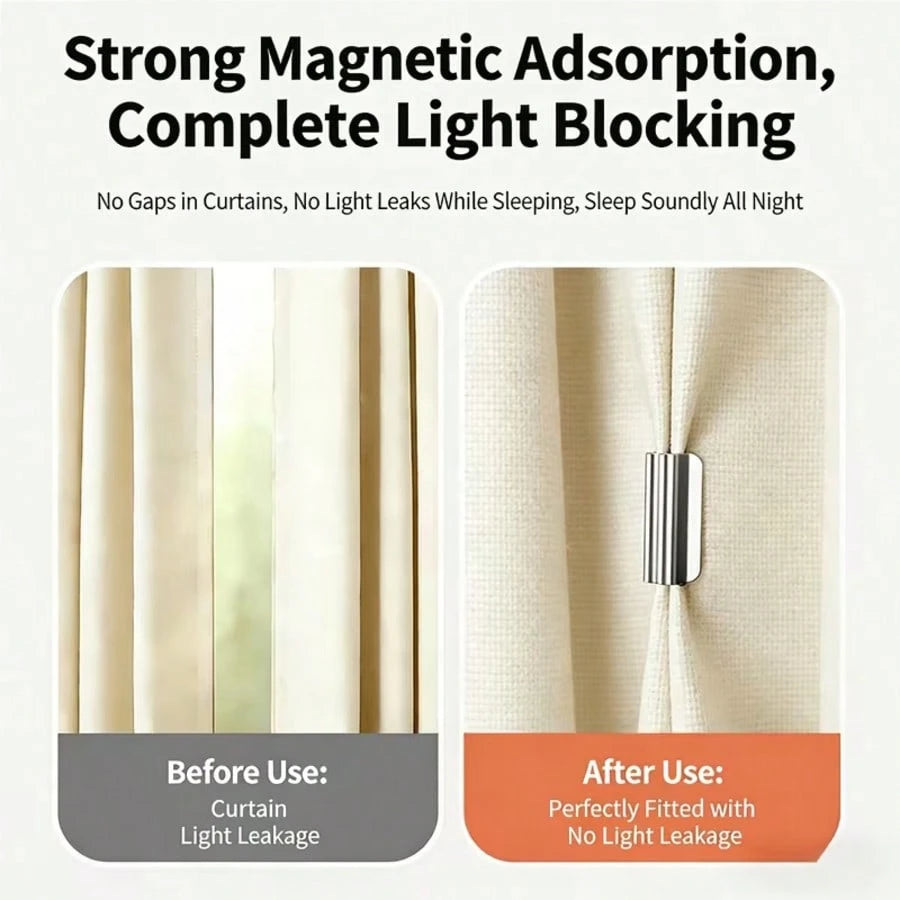 1Pair/3/5/7/9/12Pairs Curtain Magnetic Clips, Magnetic Curtain Clamps, Used To Prevent Light Leakage And Keep Curtains Closed, Suitable For Home Bedroom Office Curtains And Drapes, Double Magnetic