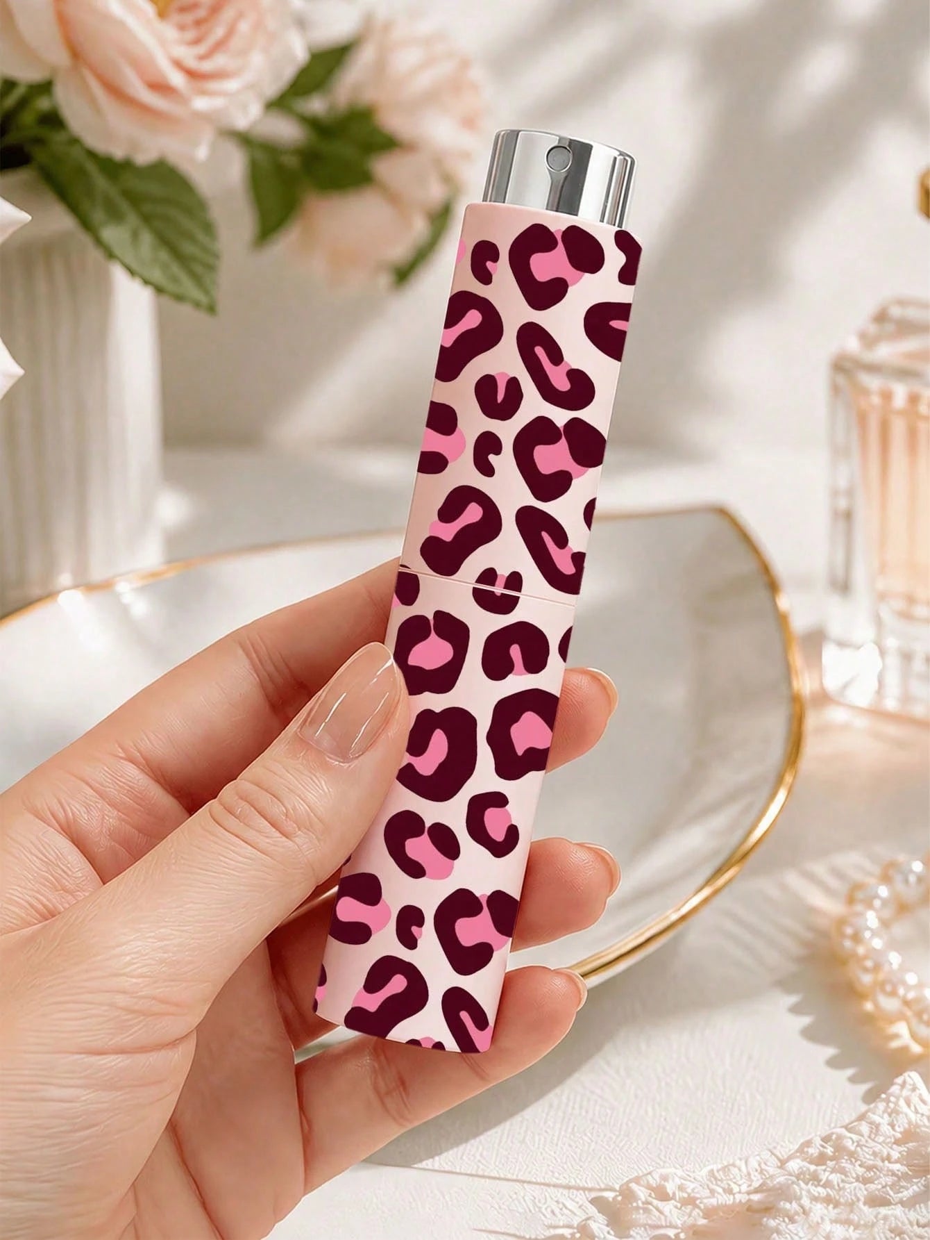 1pc 0.34oz/10ml Leopard Print Refillable Perfume Bottle, Reusable, Mini Portable, Suitable For Most Perfume Bottles, Skincare Liquids And Other Liquids, Suitable For Women, Students, Men