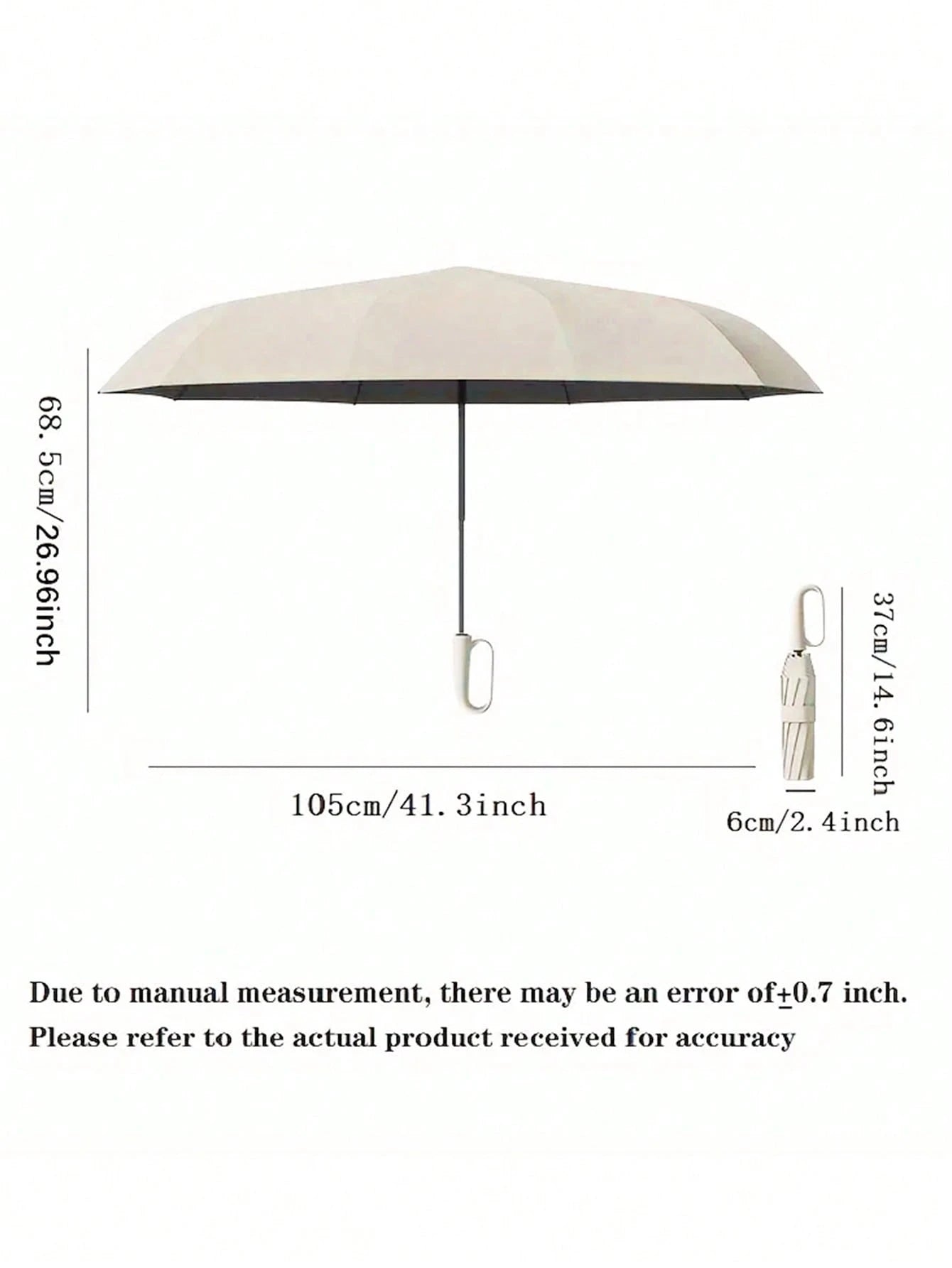 1pc 10-Rib Automatic Open/Close Large Reinforced Sun Protection Umbrella (Size, Weight, Ribs, Rib Color Random)