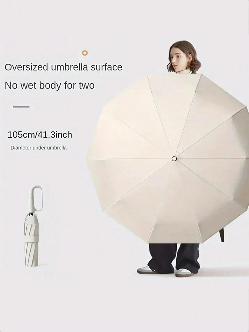 1pc 10-Rib Automatic Open/Close Large Reinforced Sun Protection Umbrella (Size, Weight, Ribs, Rib Color Random)