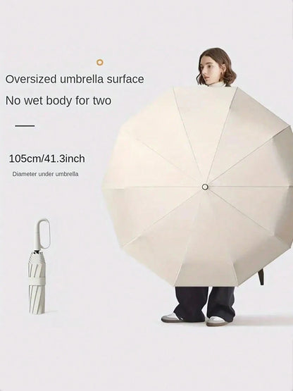 1pc 10-Rib Automatic Open/Close Large Reinforced Sun Protection Umbrella (Size, Weight, Ribs, Rib Color Random)