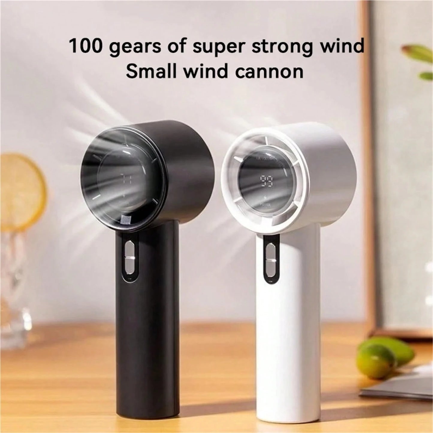 1pc 100 Speeds Portable Turbo Handheld Fan, Mini Rechargeable Personal Cooling Fan, USB-C Pocket Fan For Summer Outdoor Camping Travel Office