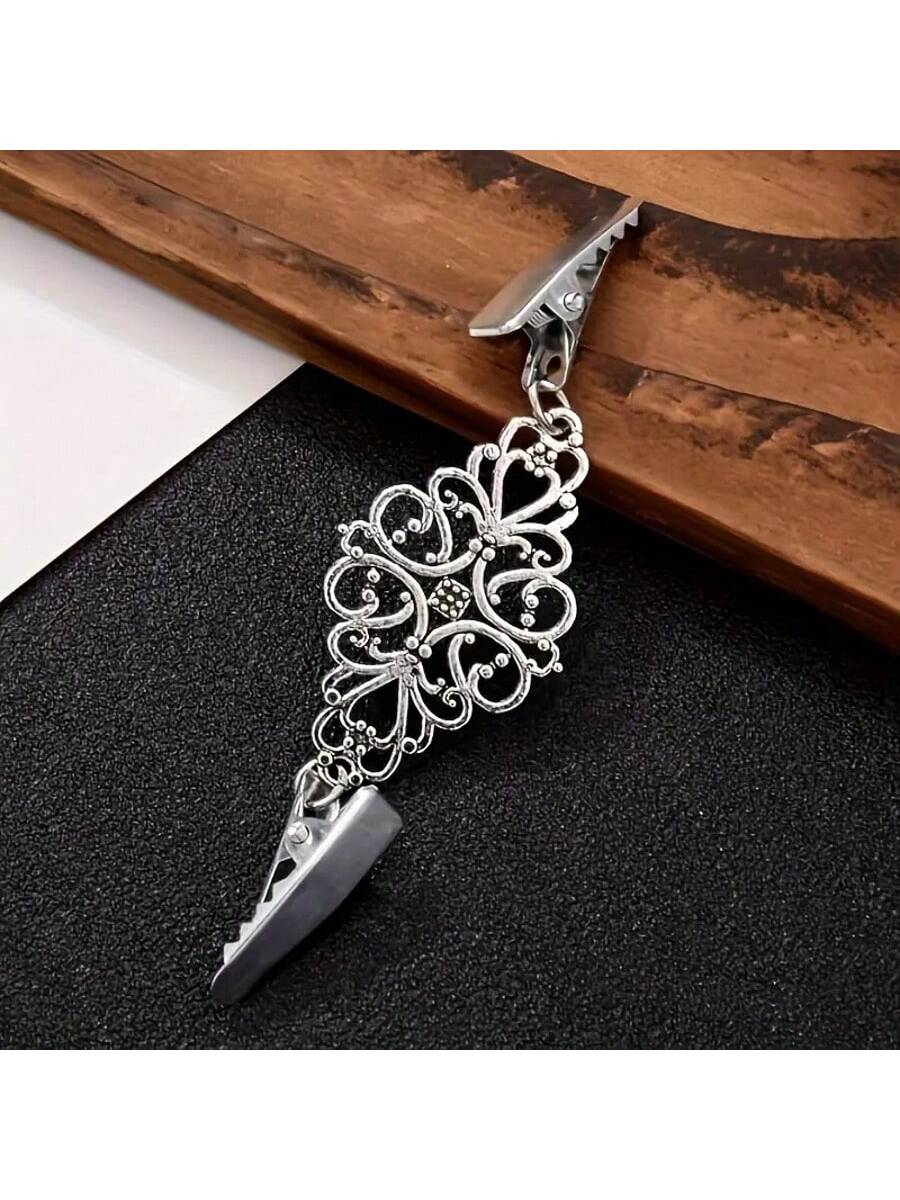 1Pc/2/4/6Pcs Fashion Sweater Clip Geometric Hollow Cardigan Clip Fashion Clothing Decoration Brooch Vintage Alloy Sweater Clip Silk Scarf Cardigan Button Shirt Collar Pin Anti-Slip Buckle Pin Keep You