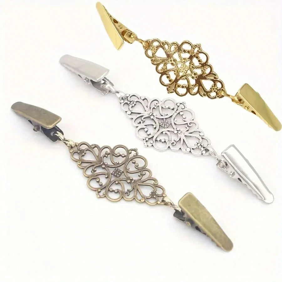 1Pc/2/4/6Pcs Fashion Sweater Clip Geometric Hollow Cardigan Clip Fashion Clothing Decoration Brooch Vintage Alloy Sweater Clip Silk Scarf Cardigan Button Shirt Collar Pin Anti-Slip Buckle Pin Keep You