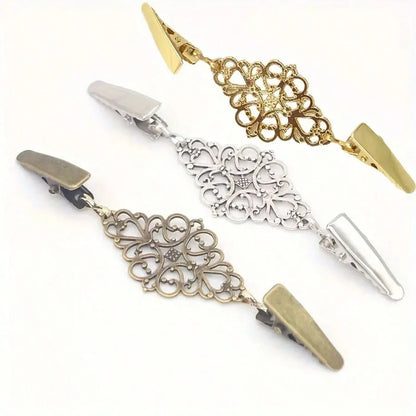 1Pc/2/4/6Pcs Fashion Sweater Clip Geometric Hollow Cardigan Clip Fashion Clothing Decoration Brooch Vintage Alloy Sweater Clip Silk Scarf Cardigan Button Shirt Collar Pin Anti-Slip Buckle Pin Keep You