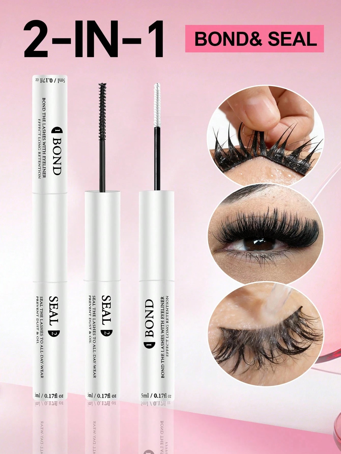 1pc 2-In-1 Eyelash Extension Glue, Suitable For Eyelash Extension & Cluster Lashes, Long-Lasting & Hypoallergenic, DIY Eyelash Glue With Lash Brush, 5g + 5g