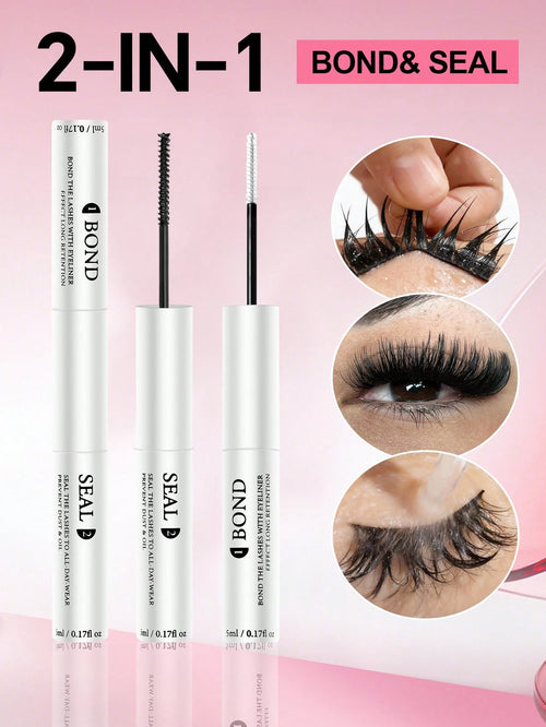 1pc 2-In-1 Eyelash Extension Glue, Suitable For Eyelash Extension & Cluster Lashes, Long-Lasting & Hypoallergenic, DIY Eyelash Glue With Lash Brush, 5g + 5g