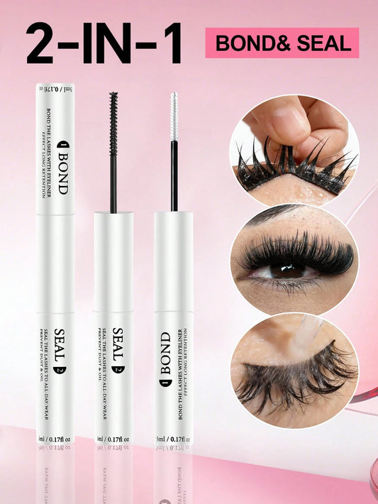 1pc 2-In-1 Eyelash Extension Glue, Suitable For Eyelash Extension & Cluster Lashes, Long-Lasting & Hypoallergenic, DIY Eyelash Glue With Lash Brush, 5g + 5g