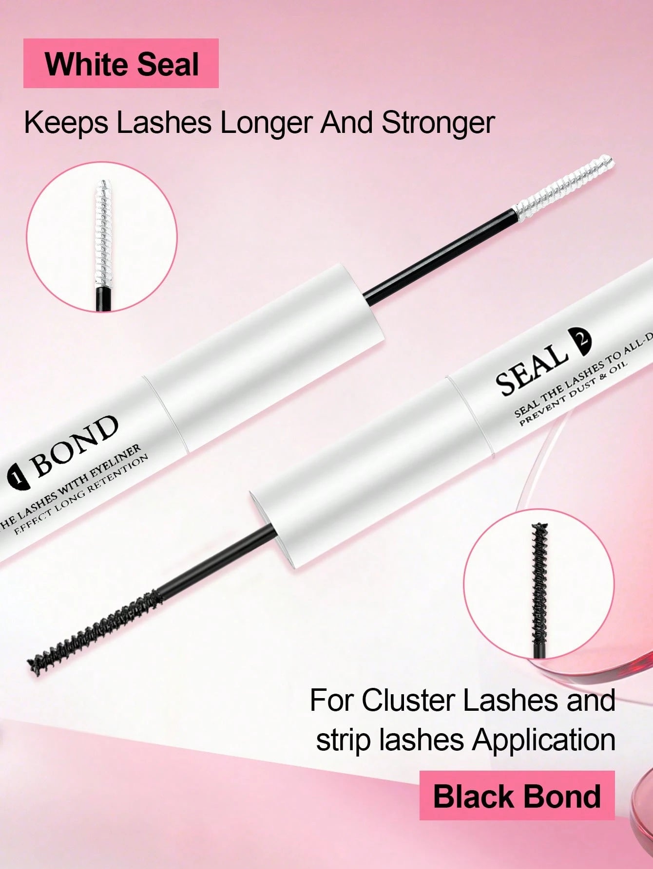 1pc 2-In-1 Eyelash Extension Glue, Suitable For Eyelash Extension & Cluster Lashes, Long-Lasting & Hypoallergenic, DIY Eyelash Glue With Lash Brush, 5g + 5g