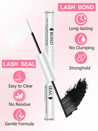 1pc 2-In-1 Eyelash Extension Glue, Suitable For Eyelash Extension & Cluster Lashes, Long-Lasting & Hypoallergenic, DIY Eyelash Glue With Lash Brush, 5g + 5g