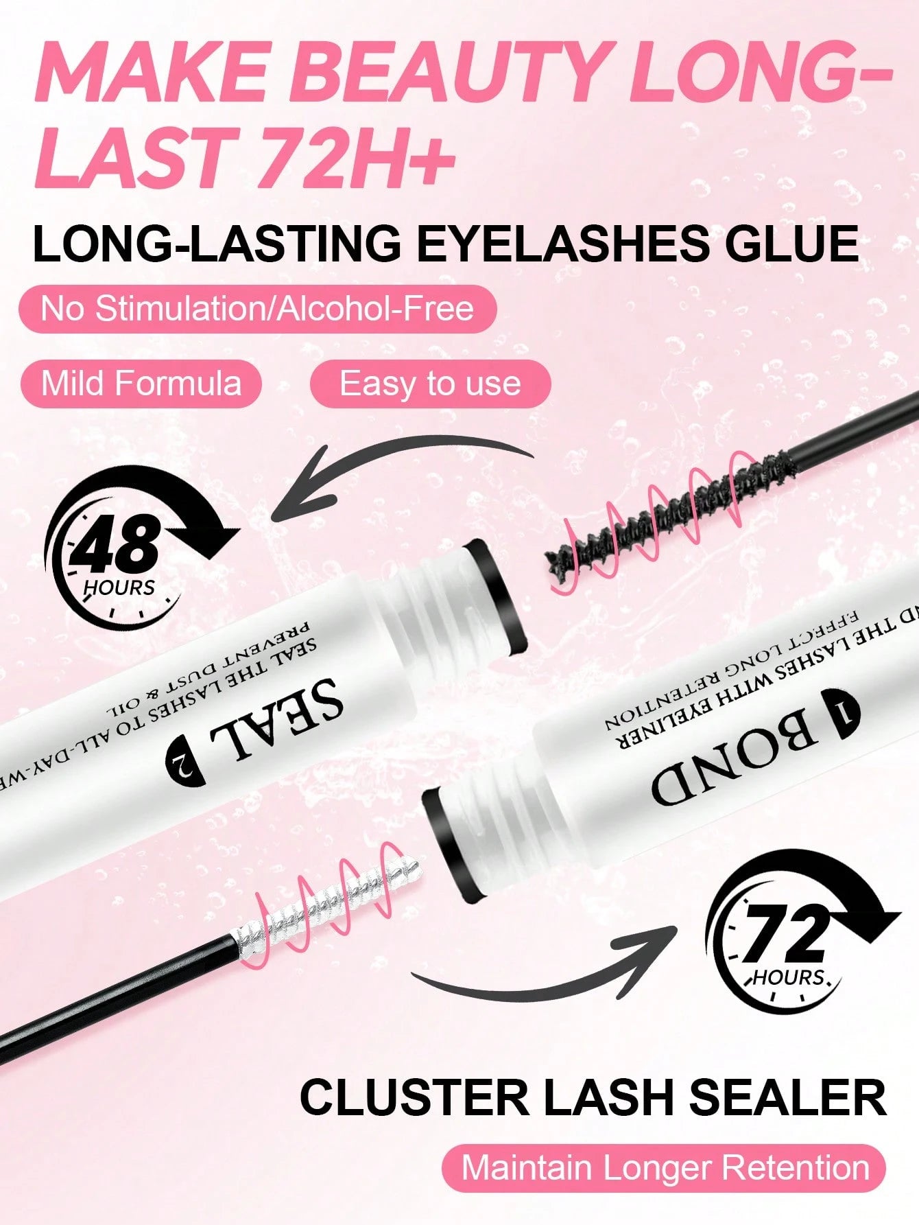 1pc 2-In-1 Eyelash Extension Glue, Suitable For Eyelash Extension & Cluster Lashes, Long-Lasting & Hypoallergenic, DIY Eyelash Glue With Lash Brush, 5g + 5g