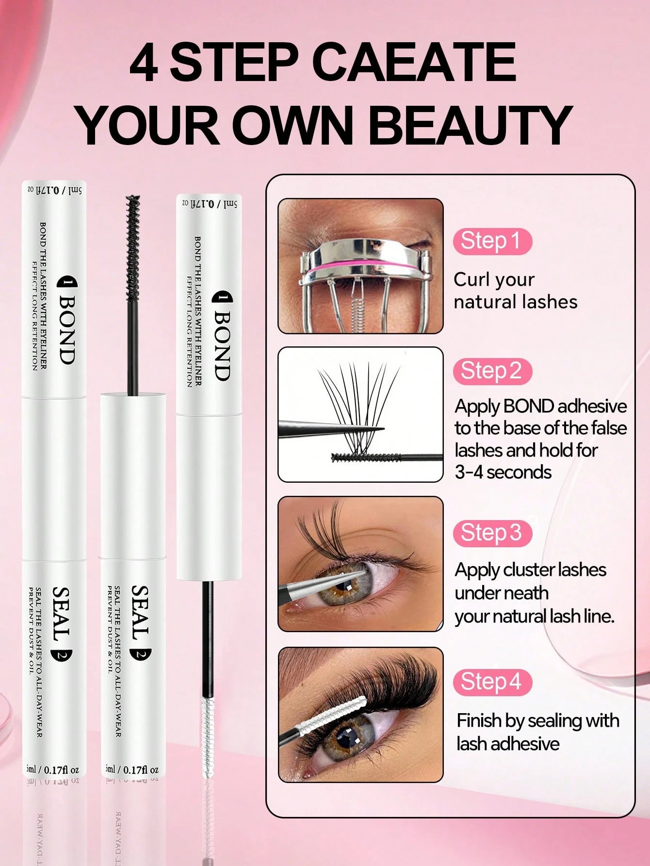 1pc 2-In-1 Eyelash Extension Glue, Suitable For Eyelash Extension & Cluster Lashes, Long-Lasting & Hypoallergenic, DIY Eyelash Glue With Lash Brush, 5g + 5g