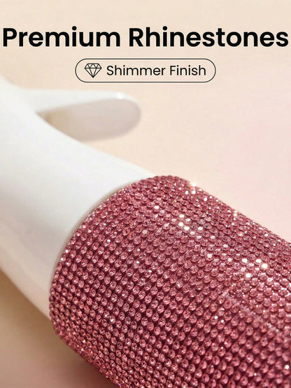 1pc 200ml Rhinestone Decorated Fine Mist Spray Bottle, Luxury Sparkling Style, Minimalist Cylindrical Shape, Suitable For Cosmetics, Home Cleaning, Hair Care, Disinfection, Watering Plants And More