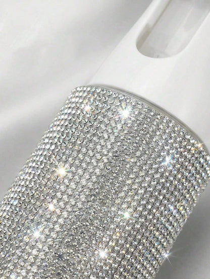 1pc 200ml Rhinestone Decorated Fine Mist Spray Bottle, Luxury Sparkling Style, Minimalist Cylindrical Shape, Suitable For Cosmetics, Home Cleaning, Hair Care, Disinfection, Watering Plants And More