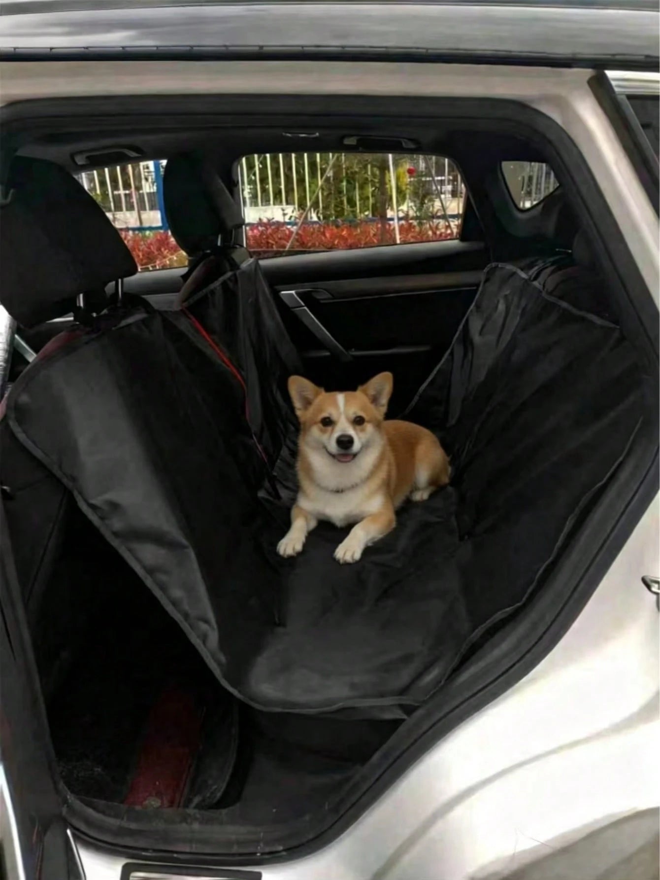 1pc 210D Oxford Cloth Thin Car Rear Seat Pet Protector Mat, Black