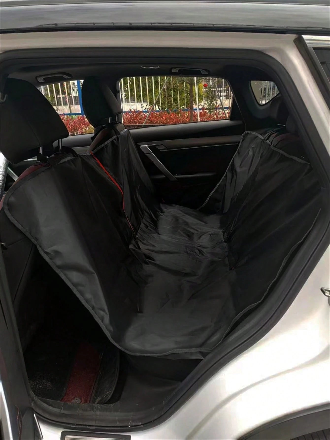 1pc 210D Oxford Cloth Thin Car Rear Seat Pet Protector Mat, Black