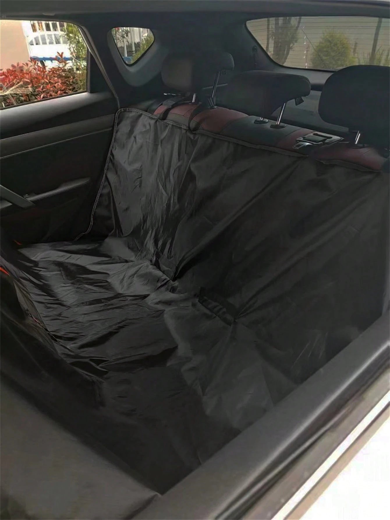 1pc 210D Oxford Cloth Thin Car Rear Seat Pet Protector Mat, Black