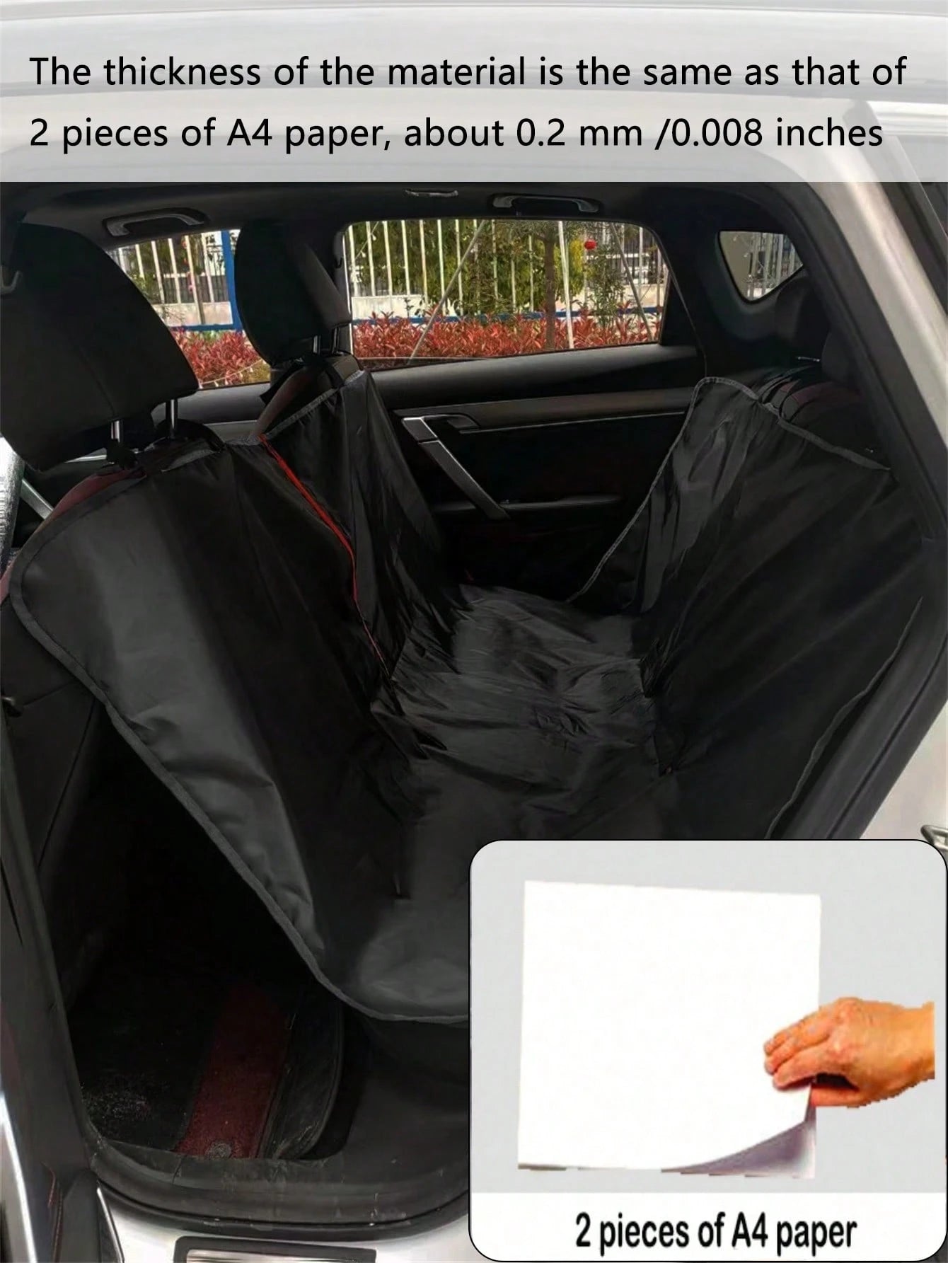 1pc 210D Oxford Cloth Thin Car Rear Seat Pet Protector Mat, Black