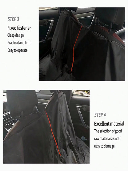1pc 210D Oxford Cloth Thin Car Rear Seat Pet Protector Mat, Black
